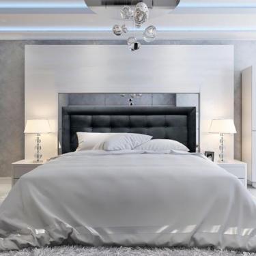 Imagem de Cabeceira Painel KIng Veneza Luxo 10 Suede Liso Preto 195 X 60 RBL