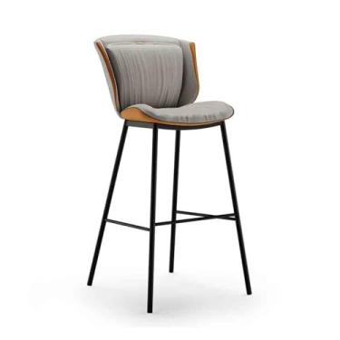 Imagem de ZzleoyuUUs-12 Fácil montagem leve luxo ferro alto café bar moderno simples cadeira banco frontal (multicolorido)