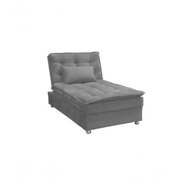 Imagem de Sofá Cama Chaise Solteiro 1 Lugar Reclinável Com Pillow Top 0,86cm Penélope Matrix Veludo Cinza