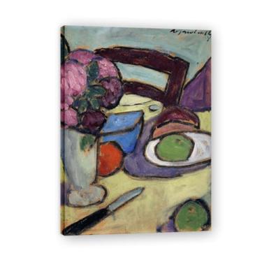 Imagem de NHLDZYH Pôster de arte expressionista (cadeira e buquê) por Alexej von Jawlensky. Pinturas a óleo famosas. Decoração de parede de sala de estar ou escritório. Moldura interna 50 x 70 cm - 19,6 x 27,5