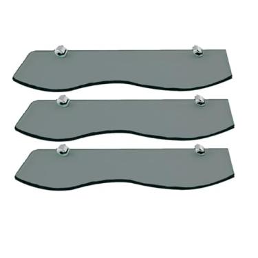 Imagem de Kit 3 Prateleiras de Vidro Ondulada/Modelada 30-60cm - 10mm - Prateleiras Banheiro, Sala de estar, Cozinha, lavanderia, Porta Xampu. Prateleira de Vidro - cores Fumê, Verde e Incolor (Fumê, 12x30)