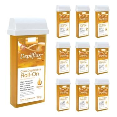 Imagem de 10 Refil Cera Depilação Roll-on Mel Natural 100g Depilflax