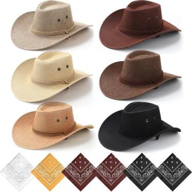 Imagem de Chapéu de cowboy e bandana da série Zhanmai Brown para adultos (12 uni