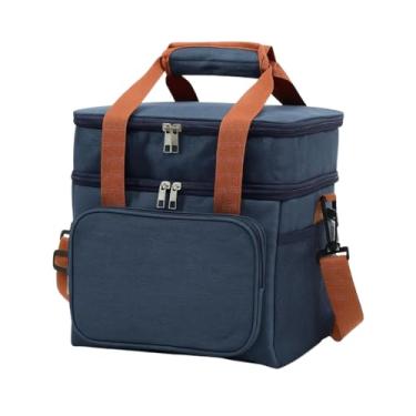 Imagem de Bolsa Térmica Premium Grande 2 Andares com Isolamento Térmico e Alça Ajustável (Azul)