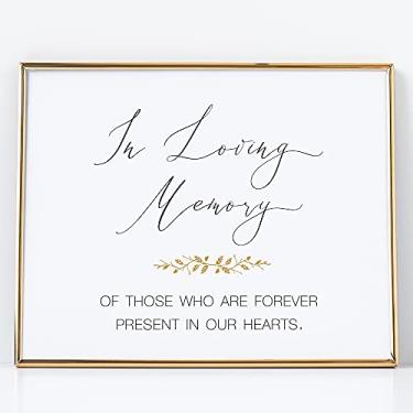 Imagem de 2 City Geese Placa de casamento In Loving Memory | (1) 20 x 25 pérola branca com impressão dourada em papel cartolina grosso perolado de entes queridos We Know You Would Be Here Today Placas de mesa -