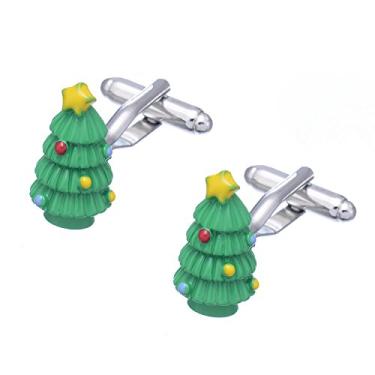 Imagem de Abotoaduras de Natal masculinas Salutto com abotoaduras de Papai Noel, abotoaduras de punho e caixa de presente