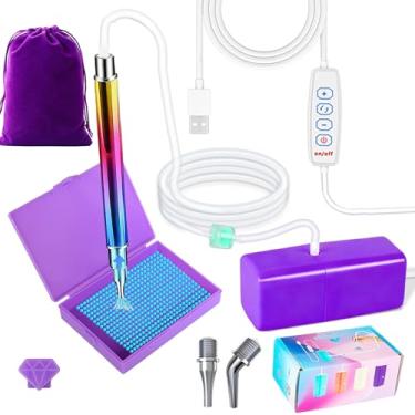 Imagem de Caneta de pintura de arte de diamante elétrica, caneta de arte de diamante a vácuo de pintor com pontas rosqueadas de metal e bandeja de armazenamento, sem necessidade de cera, acessórios de arte de