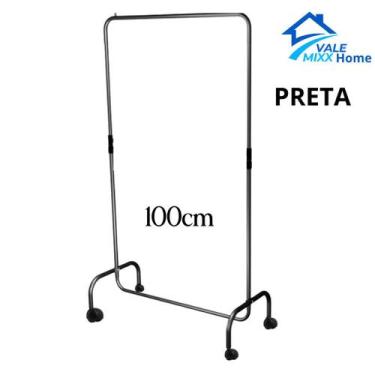 Imagem de Arara Desfile com Rodinhas 100cm Para Roupas Reforçada Altura Reguláve