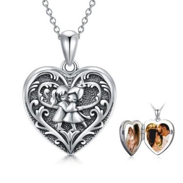 Imagem de Colar SOULMEET em forma de coração Sisters Bff Locket Silver