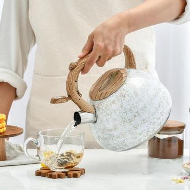 Imagem de Chaleiras elétricas de aço inoxidável assobiando chaleira de chá esmal