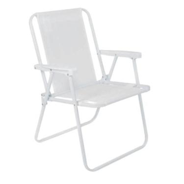 Imagem de Cadeira De Praia Alta Camping Parque Dobrável Cor Branca 002058 MOR