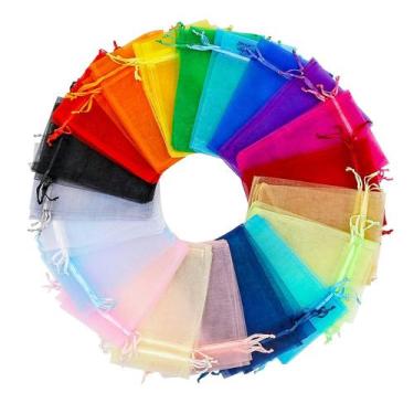 Imagem de Sacos de organza SumDirect 240 unidades, 10 x 15 cm, 20 cores, cordão 