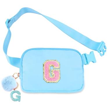 Imagem de Bolsa de cinto para meninas – Bolsa transversal com inicial para presentes de aniversário para 15, 6, 7, 8, 9, 10, 11, 12, 13 anos, pequena, essencial para viagens, Azul, G