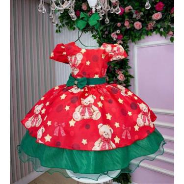 Imagem de Vestido Vermelho Banana Club Encanto de Natal para Meninas, Vermelho, 