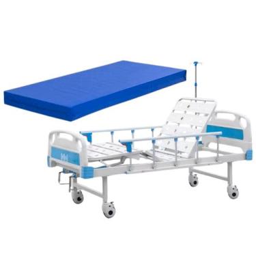 Imagem de Cama Hospitalar Manual Luxo Aço Resistente 120kg Colchão D28 - Dansong