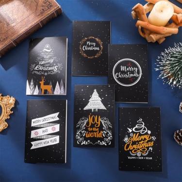 Imagem de Pacote com 6 cartões comemorativos de Feliz Natal com envelope design fofo tamanho pequeno padrão 4