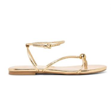 Imagem de Sandálias XBKXMK com tiras douradas para mulheres, estilingue