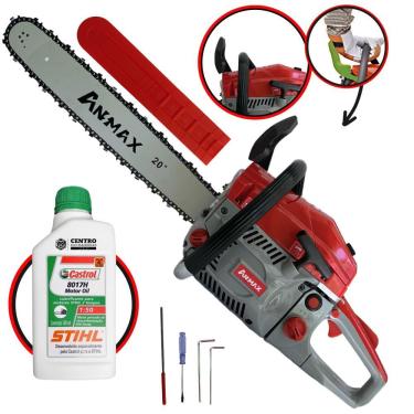 Imagem de Motosserra Anmax Cs5800a à Gasolina 2t 58cc 3,1hp Sabre 20'' Ponta Rolante Profissional + Óleo Castrol Stihl 500ml