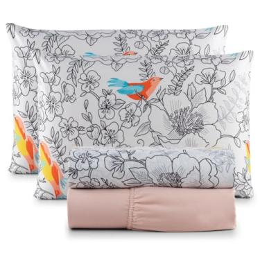 Imagem de Jogo de Lençol Casal Padrão 04 Peças 200 Fios Cama Box Estampado Toque Aveludado Macio(La Vie)