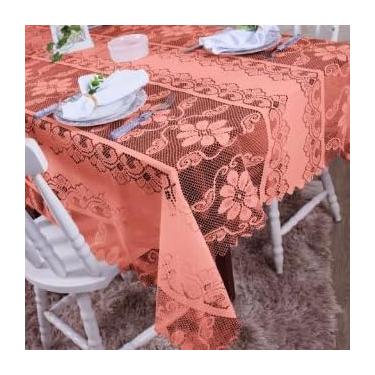 Imagem de Toalha Para Mesa RETANGULAR 06 Cadeiras Renda Jcm 2,00 X 1,40 Cm. DESENHO PODE SER DIFERENTE.(Salmão)