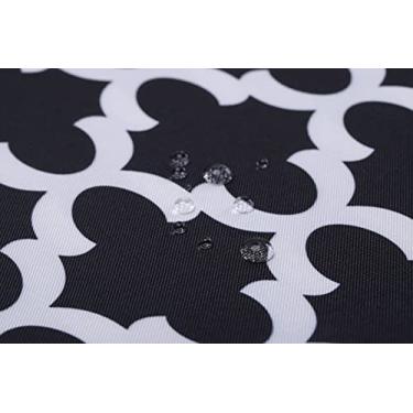 Imagem de Mybecca Tecido Oxford de lona impermeável ao ar livre 600 Denier marroquino padrão Ogee preto/branco (cortado separadamente para pedidos Prime, 0,9 m (152,4 cm x 91,4 cm)