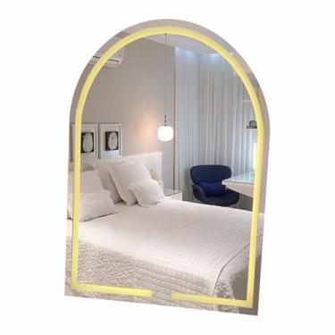 Imagem de Decora Loja Espelho Oval com LED, 80x60cm, 3 Cores de Iluminação, Vidro, Botão Touch, Montagem na Parede, Design Clássico, para Banheiro e Decoração