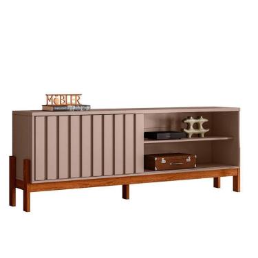 Imagem de Bancada Rack New Aurora Sala Para Tv De 75 Polegadas Grigio Fosco Com Cinamomo