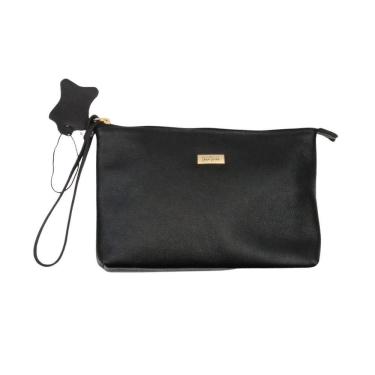 Imagem de Necessaire Feminina Preta Com Alça Em Couro