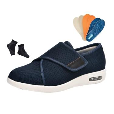 Imagem de Chinelos Ortopédicos Para Diabéticos, Sapatos Largos Antiderrapantes E Ajustáveis ​​para Homem Para Edema Diabético E Artrite, Idosos Confortáveis ​Respiráveis Caminhada Ortopédica(Blue,42 EU)