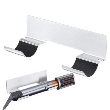 Imagem de Suporte para ferro de ondulação na parede, suporte para secador de cabelo,Rack de cabide de secador de cabelo de metal | Organizador de ferramentas de cabelo para banheiro, sem perfuração de parede, a