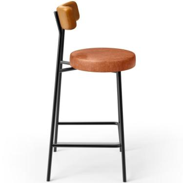 Imagem de Banqueta Baixa Cozinha Sala Jantar Bancada Milão L02 Couríssimo Whisky Camel - Lyam Decor