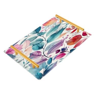 Imagem de Wassud Bandeja de banheiro com alças de folhas de outono organizador de perfume acrílico para banheiro cozinha balcão 30 x 20 cm