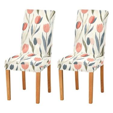 Imagem de Wassud Capas de cadeira tulipa para sala de jantar com elástico e protetor de assento lavável conjunto de 4