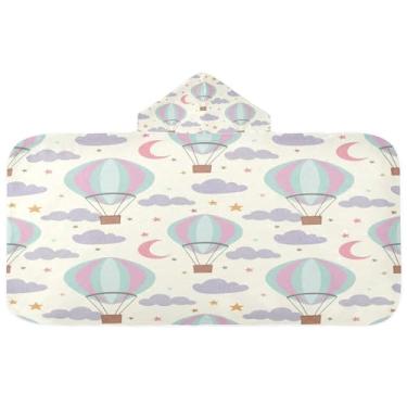 Imagem de CEBUGI Balões de ar quente toalha de banho com capuz para crianças toalha de banho macia absorvente envoltório com capuz 127 x 59,7 cm toalha de banho piscina praia para meninos meninas