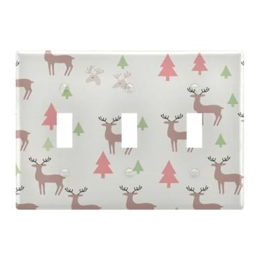 Imagem de Burbuja Capa de placa de parede para interruptor de luz de veado de árvore de inverno, placa decorativa de parede, parafusos incluídos, 3 faixas