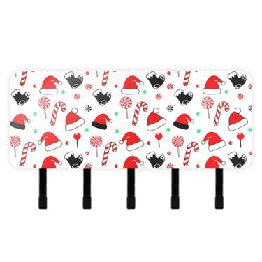 Imagem de Burbuja Porta-chaves de Natal com 5 ganchos, porta-chaves autoadesivo montado na parede, organizador de armazenamento de correio para entrada, decoração de casa