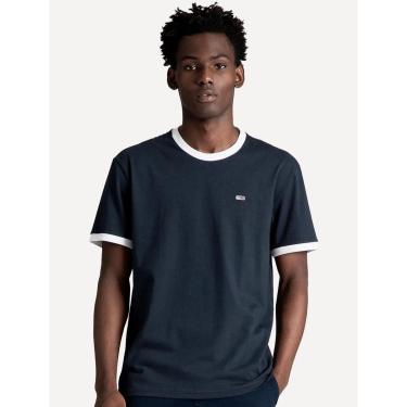 Imagem de Camiseta Tommy Jeans Masculina Regular Flag Ringer Azul Marinho-Masculino