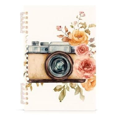 Imagem de Burbuja Caderno vintage aquarela com flores para câmera, papel pautado universitário A5 com 60 folhas, fichário para diário, trabalho, escritório, 1 pacote