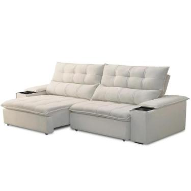 Imagem de Sofá Retrátil Reclinável Living 250cm ártico F04 Veludo Bege - LYAM DE
