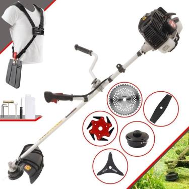 Imagem de Roçadeira Profissional Lateral Kawashima Kw52le À Gasolina 52c 2,5hp 2t + Faca 2 Pontas 330mm + Faca 40 Dentes 255mm +