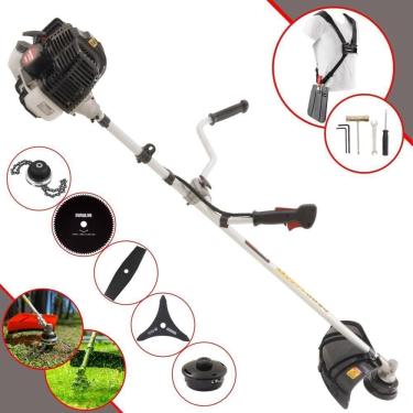 Imagem de Roçadeira Profissional Lateral Kawashima Kw52le À Gasolina 52c 2,5hp 2t + Faca 2 Pontas Duraline 330mm + Faca 80 Dentes