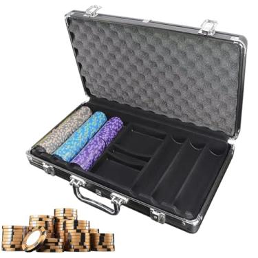 Imagem de Caixa para Fichas de Poker,300 Unidades De Capacidade Em Liga De Alumínio Preta Fosca | Caixa de Exposição com Proteção Total - Para Apreciadores Família Amigos Entusiastas Iniciantes