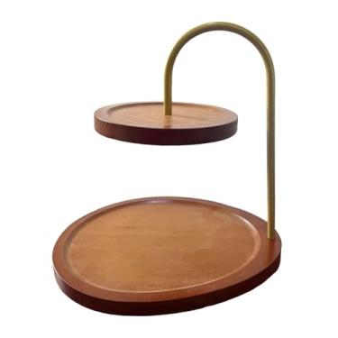 Imagem de WeiLaiKeQi Porta-joias de madeira, porta-chaves para mesa de entrada, organizador decorativo de mesa com 2 níveis para brincos e pulseiras.