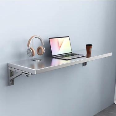 Imagem de Mesa dobrável montada na parede, prateleira de parede de aço inoxidável, bancada flutuante dobrável com economia de espaço, mesa de computador suspensa flutuante, mesa de parede multiuso (100 x 40 cm)