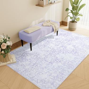 Imagem de DUKINO Tapete lavável 10 x 15 cm, tapetes boho de pelo baixo para sala de estar, tapete de borracha antiderrapante, tapete de berçário vintage macio para sala de estar, quarto, sala de jantar