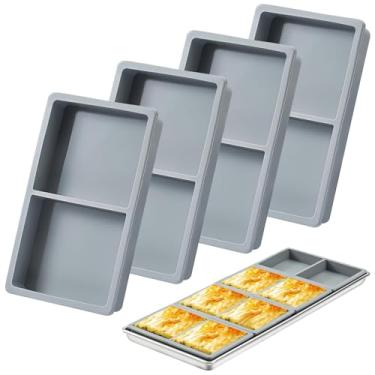 Imagem de 4 bandejas de silicone para assar, 18 x 11 x 2,5 cm/7,1 x 4,3 pol x 1 polegada, conjunto de acessórios de liofilizador, divisórias de bandeja para liofilizador, ideal para preservação de alimentos