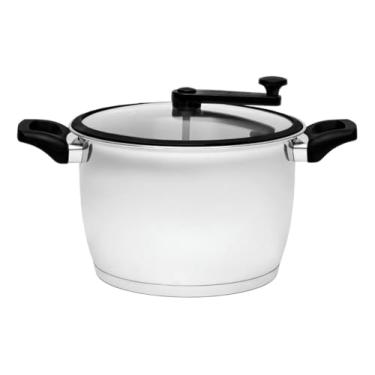 Imagem de Máquina de pipoca em aço inoxidável, adequada para fogões de indução.