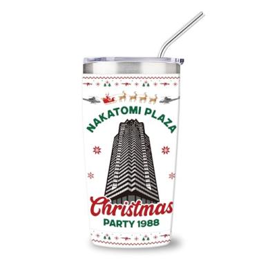 Imagem de Presentes Die Hard Merch, copo de Natal engraçado, copo de viagem isolado de aço inoxidável de 590 ml, caneca de café de férias com tampa, copos de Natal mantêm bebidas frias e quentes, presentes de