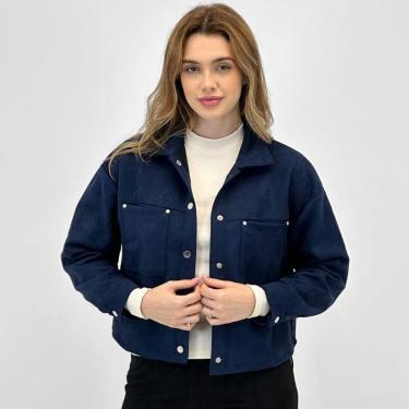 Imagem de Camisa Pacific Blue Cropped Suede Manga Longa Feminina-Feminino