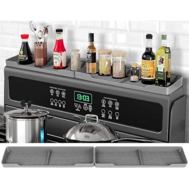 Imagem de Prateleira para Fogão Organizador de Temperos 30 Polegadas Forno com Silicone Magnético Frascos e Condimentos Econômico Espaço 3 Divisórias Fácil Limpar Uso Multifuncional Ótima Ideia